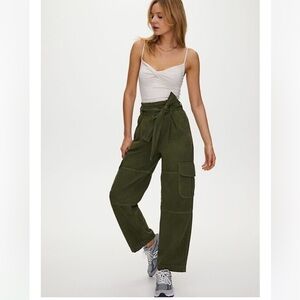Wilfred free nova cream tan tie waist baggy cargo pants size 8